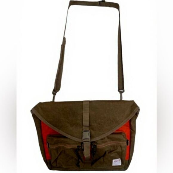 Filson Surveyor Messenger Bag - Khaki & Orange, Rugged Style - Picture 1 of 4